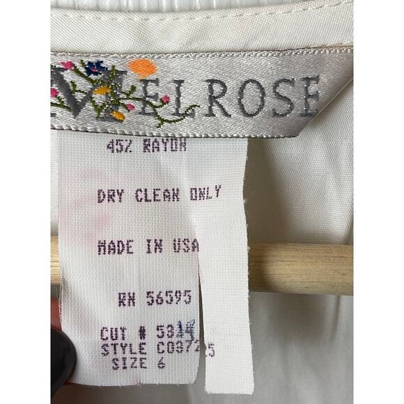 Vntg Melrose White Short Sleeve Chelsea Collar Floral Print Blouse Women's 6 NWT - Picture 4 of 5